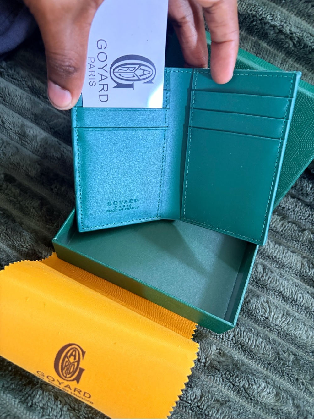 Goyard Teal Chevron Card Holder with Box - Picture 5 of 8